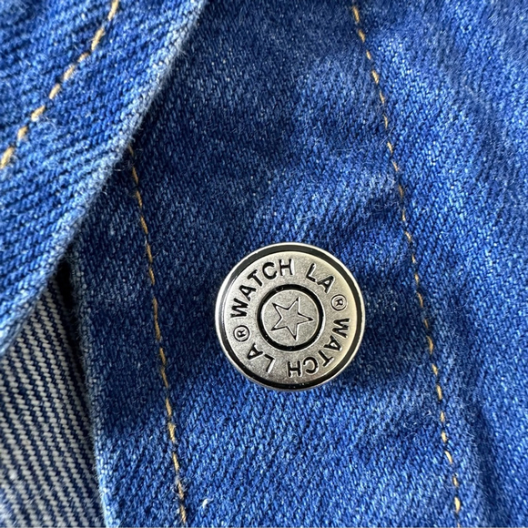 Vintage Watch LA Denim Midi Skirt Size Medium Rigid Denim 90s Cotton - Picture 6 of 12